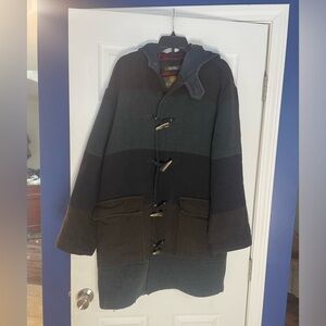 Structure Vintage Italian Made Wool Blend Duffel/Toggle Coat Hooded-men's Medium